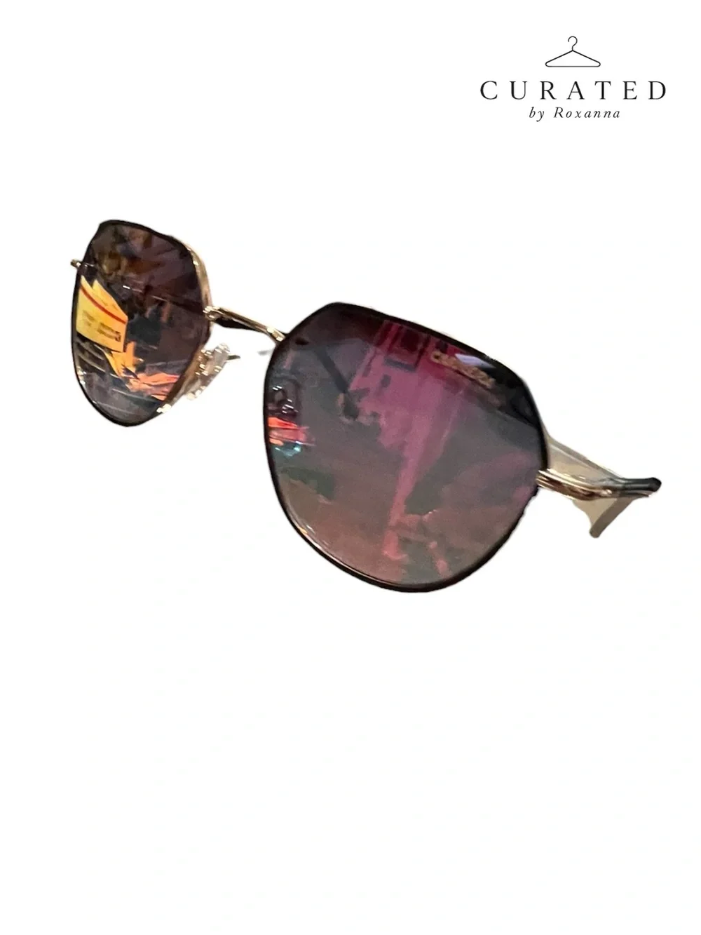 Carrera Festival Edition Mirror Aviator Sunglasses Gold Frame Rose Mirror Lens
